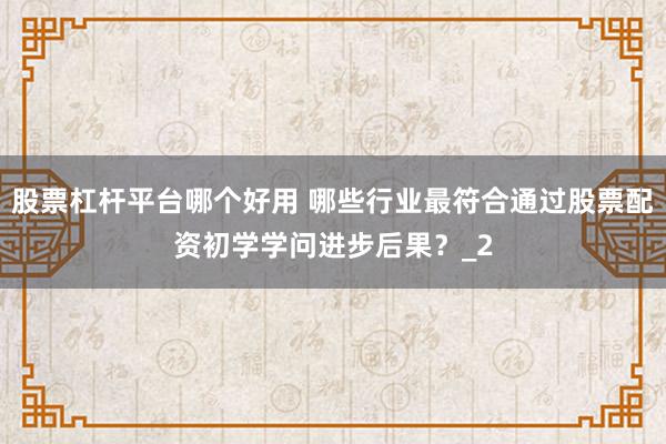 股票杠杆平台哪个好用 哪些行业最符合通过股票配资初学学问进步后果？_2